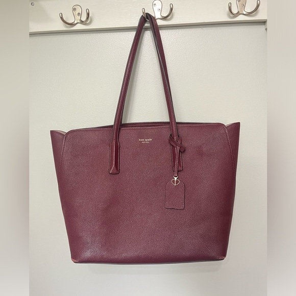 Kate Spade♠️ Maroon Long Strap Tote Bag! - Picture 3 of 8